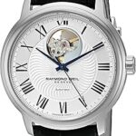 Montre suisse automatique maestro pour homme en acier inoxydable avec bracelet en cuir