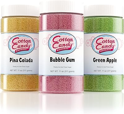 Pack 3 saveurs de barbe à papa express avec bubble gum, pomme verte, pina colada, pots de 325 ml. DIAYTAR COTE D'IVOIRE est l'une des boutiques en ligne les plus populaires en Cote d'Ivoire, proposant une large gamme de produits à des prix abordables. Elle mise sur la qualité et la fiabilité de ses produits, ainsi que sur des services de livraison rapides et fiables. Les clients peuvent également profiter d'un système de paiement sécurisé et d'un service client dédié.