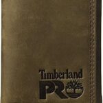 Portefeuille à trois volets en cuir anti-rfid timberland pro pour hommes avec fenêtre