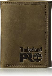 Portefeuille à trois volets en cuir anti-rfid timberland pro pour hommes avec fenêtre