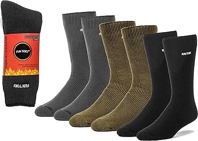 3 paires de chaussettes d'hiver robustes à isolation thermique fun toes pour hommes