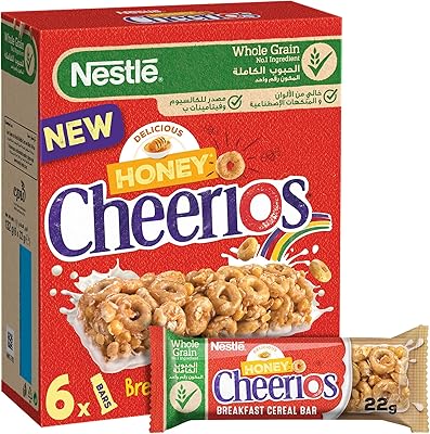 Barres de céréales pour petit-déjeuner au miel nestle cheerios, 6 x 22 g