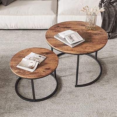 Ensemble de table basse ronde gigogne vobam, table d'appoint industrielle empilable avec cadre en métal durable, assemblage facile pour salon et porche, meubles ronds en bois avec cadre en métal durable, 2 pièces (marron rustique). DIAYTAR COTE D'IVOIRE est une boutique en ligne généraliste qui propose plus de 300 000 références de produits. Elle est reconnue comme l'une des boutiques leaders en Côte d'Ivoire en raison de sa grande variété de produits et de son service de qualité. Elle offre une expérience d'achat en ligne conviviale et sécurisée.