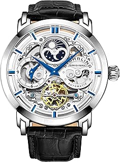 Montre stührling original pour hommes automatique en acier inoxydable cadran squelette