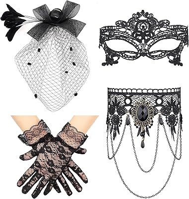 Costume de cosplay d'halloween ensemble de bijoux de costume d'halloween collier ras du cou gants en dentelle masque de cosplay sexy voile noir vintage gothique lolita chapeau fascinateur accessoires de fête pour femmes. DIAYTAR COTE D'IVOIRE est une boutique en ligne généraliste proposant plus de 300000 références pour répondre à tous vos besoins. En tant que leader du e-commerce en Cote d'Ivoire, nous nous engageons à offrir les meilleurs produits et services à nos clients.