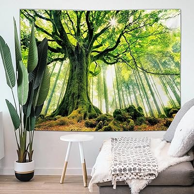 Tapis mural décoratif amusant motif forêt verte avec impression 3d paysage d'arbres naturels pour chambre. DIAYTAR COTE D'IVOIRE contribue à promouvoir le commerce électronique en Côte d'Ivoire, en offrant aux clients la possibilité de faire des achats pratiques et abordables, tout en favorisant l'accès à des produits de qualité.