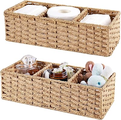 Fagusik 3 sections paniers en osier pour étagères, panier de rangement en corde