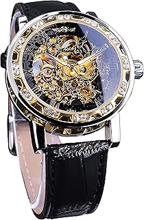 Winner fashion diamond display montre squelette pour homme classique mécanique rétro chiffres romains