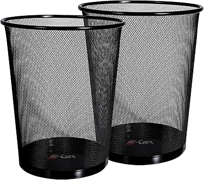 Poubelle à mailles métalliques hi-care 9 litres 2 pièces corbeille déchets ronde