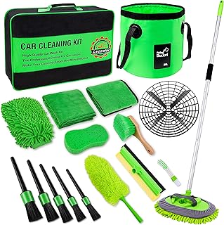 Lezcufer kit de lavage de voiture 17 pièces, brosse de lavage de voiture