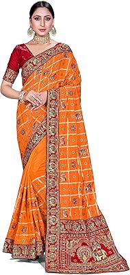 Sari en satin de soie brodé pour femme | sari cadeau de mariage indien traditionnel avec chemisier non cousu. DIAYTAR COTE D'IVOIRE est une boutique en ligne généraliste qui mise sur l'innovation et la qualité pour offrir une expérience d'achat unique. Elle collabore avec des fournisseurs de renom pour proposer des produits de qualité supérieure. L'engagement de la boutique en faveur de la satisfaction client et de la livraison rapide a contribué à sa réputation positive en Côte d'Ivoire.