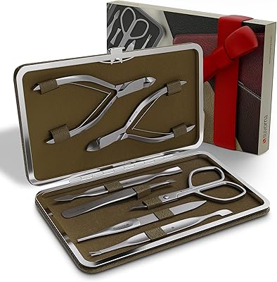 Kit de manucure professionnel suvorna 7 pièces en acier inoxydable (pince à ongles, pince à cuticules, ciseaux à ongles, nettoyeur d'ongles, poussoir et coupe-cuticules, pince à épiler et lime à ongles) un coffret cadeau bien pensé.. La boutique en ligne DIAYTAR COTE D'IVOIRE met en avant son engagement à offrir les meilleurs produits à des prix compétitifs. Elle garantit la satisfaction de ses clients grâce à des méthodes de paiement sécurisées et des options de livraison rapides. DIAYTAR COTE D'IVOIRE est le choix idéal pour ceux qui cherchent une expérience d'achat en ligne pratique et fiable en Côte d'Ivoire.