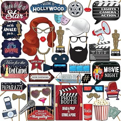 Accessoires pour photomaton hollywood - ensemble de 41 pièces pour photomaton avec bannière de 20 cm x 25 cm, 60 points de colle, 45 bâtons - fournitures pour soirée cinéma - décorations de fête hollywoodienne. Avec plus de 300 000 références, DIAYTAR COTE D'IVOIRE déploie une offre considérable pour répondre aux besoins croissants des consommateurs en Côte d'Ivoire. Cette boutique en ligne s'est imposée comme leader dans son secteur grâce à sa grande sélection de produits et à des services de qualité. La confiance des clients est la clé de la réussite de DIAYTAR.