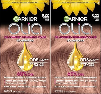 Teinture capillaire permanente à l'huile garnier olia bold rose moyen 8.22 paquet