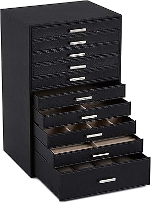 Mervil boîte à bijoux extra large, boîte à bijoux organisateur pour colliers, boucles d'oreilles, bracelets, bagues, étui de rangement de bijoux en cuir pu 10 couches, cadeau pour femmes filles, noir. La boutique en ligne DIAYTAR COTE D'IVOIRE propose une large gamme de services pour faciliter les achats en ligne de ses clients. Elle offre une navigation simplifiée, des filtres de recherche avancés et des paiements en ligne sécurisés. Cela fait d'elle la boutique en ligne la plus populaire en Côte d'Ivoire, avec plus de 300000 références de produits à disposition.