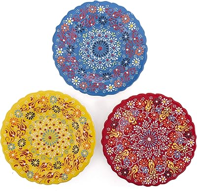 Ensemble d'assiettes décoratives turques aynur de 3 pièces - 7,08 pouces (18 cm)
