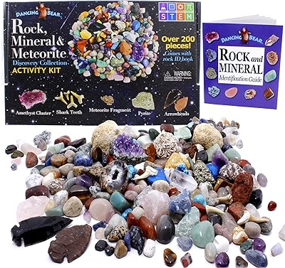 Kit d'activités dancing bear rock & mineral collection (ensemble de 200 pièces) avec météorite, véritables fossiles de dents de requin, pointes de flèches, cristaux, pierres précieuses, feuille d'identification de chasse au trésor, enseignement scientifique stem, fabriqué aux états-unis. DIAYTAR COTE D'IVOIRE, en tant que boutique en ligne généraliste, se démarque par la variété de ses produits et son service client personnalisé. Grâce à sa vaste sélection de plus de 300000 références, elle devient le point de chute idéal pour tout achat en ligne en Côte d'Ivoire, répondant efficacement aux besoins de la population locale. Cette approche lui a permis de s'établir comme une référence dans le commerce électronique ivoirien.