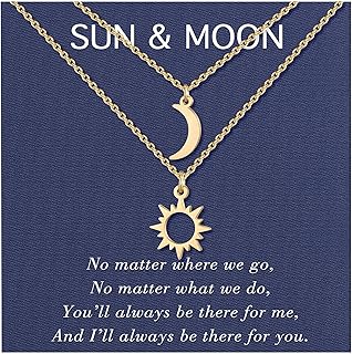Collier pendentif enginet them soleil, lune et étoile pour meilleure amie, cadeau