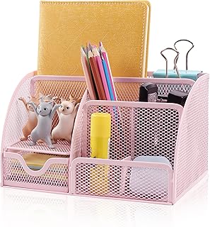 Organiseur de bureau teox, organiseur de bureau multifonctionnel en maille avec 6 compartiments