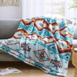 Couverture sherpa boho casaagusto, couverture jumelle aztèque bleu sarcelle, ultra douce, chaude, confortable