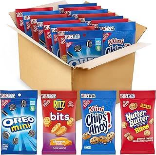 Mini biscuits oreo, chips ahoy! mini biscuits, bouchées au beurre de noix, craquelins