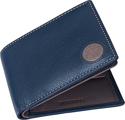Portefeuille en cuir bell pour homme, bleu marine/argile, décontracté