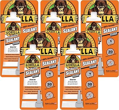 Gorilla sealant mastic 100 % silicone, tube à presser de 2,8 oz, transparent, (paquet de 5). DIAYTAR COTE D'IVOIRE, la boutique en ligne généraliste de référence en Côte d'Ivoire, propose plus de 300000 références de produits pour répondre à tous vos besoins. Avec une offre variée et des prix compétitifs, DIAYTAR COTE D'IVOIRE est la destination idéale pour faire vos achats en ligne. Elle offre une expérience d'achat pratique et sécurisée.
