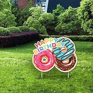 Bannière de beignet joyeux anniversaire - fournitures de fête en forme de beignet