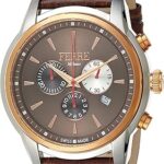 Montre à quartz chronographe en cuir ferre milano fm1g131l0091 pour homme, marron, marron