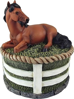 Dwk - magnifique cheval marron standard avec crinière de mer noire, statue