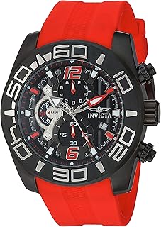 Montre analogique pro diver 22810 pour homme avec mouvement à quartz rouge noir