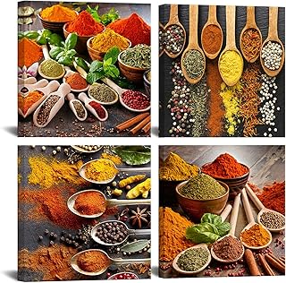 Homoeart images de cuisine aux épices colorées, impressions d'art mural sur toile, peinture