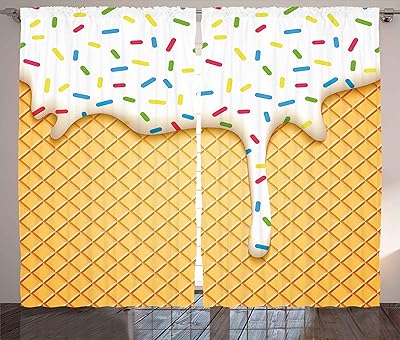 Rideaux de salle à manger ambesonne, dessin animé comme un cornet de glace