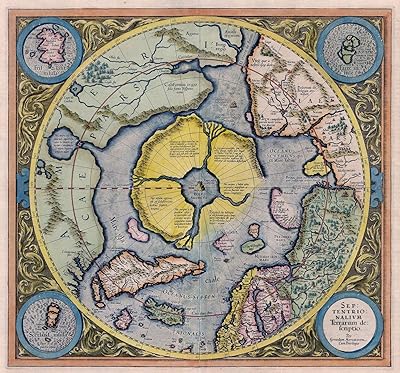 Riley creative solutions affiche carte de la terre plate de l'arctique 1595 |