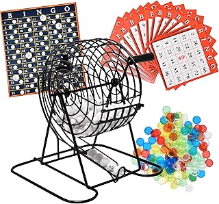 Jeu de bingo de luxe avec cage de bingo rotative en métal, 75