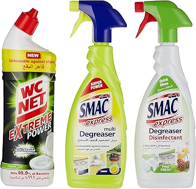 Nettoyant wc original wcnet extreme power, 750 ml + dégraissant multi-usages smac, citron, 650 ml + spray désinfectant de surface smac fast degreaser, pin, 650 ml. DIAYTAR COTE D'IVOIRE fait preuve d'une approche innovante en matière de commerce électronique, en offrant régulièrement des promotions et des offres spéciales pour fidéliser ses clients. L'entreprise contribue ainsi au développement du commerce électronique en Côte d'Ivoire en proposant une alternative pratique et économique pour faire ses achats.
