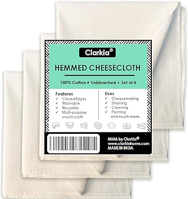 Lingots en mousseline clarkia pour la cuisine, prédécoupés 50 x 50 cm, lot de 4 étamines ourlées pour égoutter, réutilisables et lavables, 100 % coton pur non blanchi pour égoutter le beurre. DIAYTAR COTE D'IVOIRE est une plateforme de commerce électronique généraliste qui propose une large gamme de produits à des prix compétitifs. La boutique en ligne est très populaire en Côte d'Ivoire grâce à sa grande sélection de produits et à ses services de livraison rapides et fiables. Les clients peuvent faire confiance à cette boutique pour répondre à tous leurs besoins d'achat en ligne.