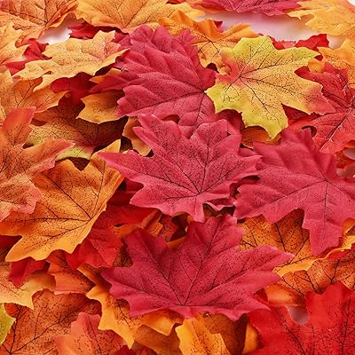 500 pièces assorties de feuilles d'automne colorées mélangées, feuilles d'érable artificielles pour fête