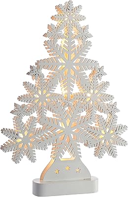 Décor de table imprimé arbre flocon de neige en bois werchristmas, 39,5 cm