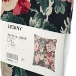 Housse de coussin ikea noire à imprimé floral de lekni, taille 50x50 cm