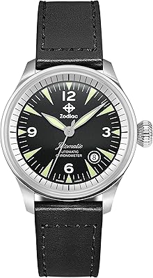 Montre noire automatique suisse analogique jet-o-matic zo9150 pour hommes, noir
