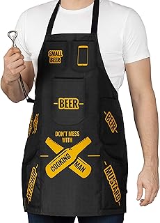 Tablier de cuisine froster man, tablier de barbecue avec poches, dont 4 poches