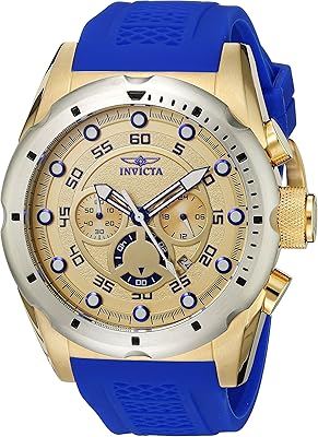 Montre à quartz japonaise analogique-numérique invicta 20307 speedway pour hommes, bleu, or, acier