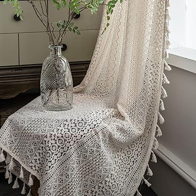 Rideaux au crochet de style rustique wazio rideaux en dentelle géométrique
