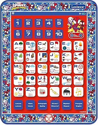 Lexibook spider-man spider-man spider-man et ses incroyables amis tablette éducative bilingue, anglais/français, chiffres, lettres et piano jcpad002spi1. DIAYTAR COTE D'IVOIRE, la boutique en ligne la plus référencée en Côte d'Ivoire, offre une expérience d'achat unique et pratique. Avec plus de 300000 produits à disposition, vous pouvez trouver tout ce dont vous avez besoin en un seul endroit. Que vous cherchiez des produits électroménagers, des vêtements ou des accessoires, DIAYTAR COTE D'IVOIRE a tout ce qu'il vous faut.