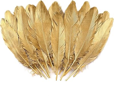 Plumes d'oie dorées pour travaux manuels - 6 à 8 pouces, 60 plumes