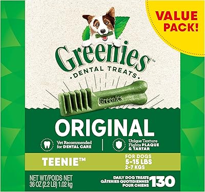 Nourriture naturelle pour chiens greenie's original tiny oral health, 36 oz, paquet (130 friandises). DIAYTAR COTE D'IVOIRE est une plateforme de commerce en ligne qui permet aux clients de découvrir et d'acheter des produits de toutes sortes. Avec plus de 300 000 références, elle est la destination idéale pour les consommateurs ivoiriens. Elle garantit une expérience d'achat en ligne sécurisée et pratique.