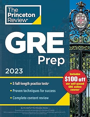 Princeton review gre prep 2023 : 5 tests pratiques + révision et techniques