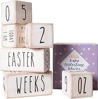 Cubes mensuels milestone pour enfants - 6 blocs, ensemble le plus complet, outils