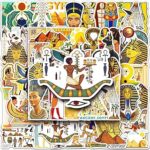 50pcs autocollants en vinyle imperméables egypte ancienne pyramide des civilisations perdues, sphinx, pharaon